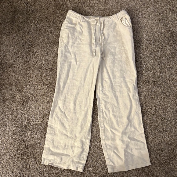 Mage Casual Cream Linen Pants - Picture 1 of 6